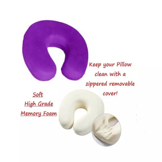 Comfortable Purple U Shape Memory Foam Travel Pillow Neck Head Support Cushion