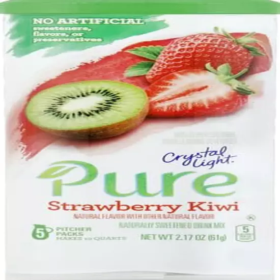 Crystal Light Pure Strawberry Kiwi Drink Mix No Preservatives, 5 Pitcher Packets