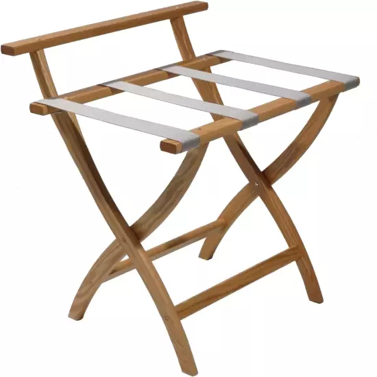 Wooden Mallet WallSaver Luggage Rack,Silver Straps, Light Oak