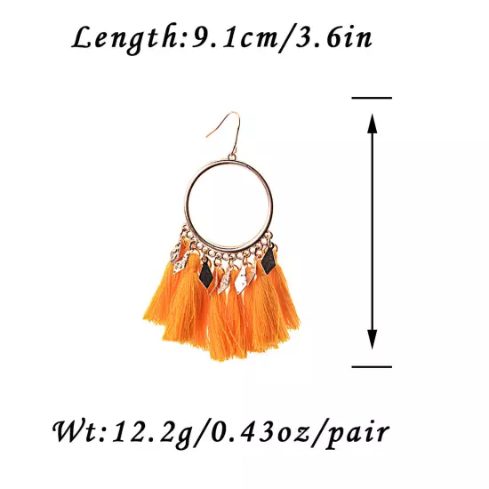 Fashion Women Bohemian Earrings Long Tassel Fringe Drop Dangle Ear Stud Jewelry