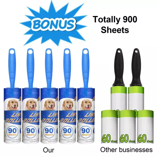 Lint Rollers for Pet Hair Extra Sticky Remover 900 Sheets Total Upgraded 5 Ha...