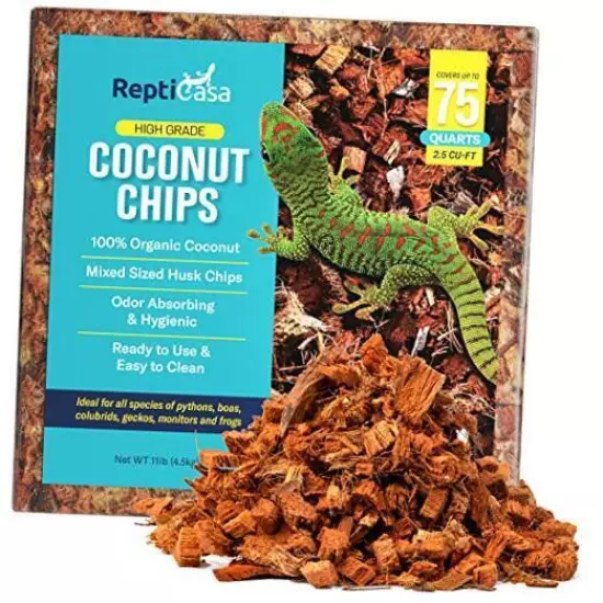  Organic Coconut Chips Expandable Substrate Block for Reptiles, Snakes, 