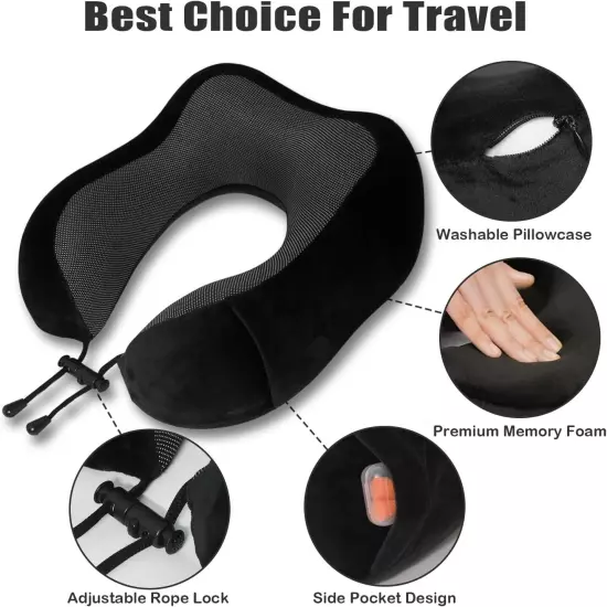 Travel Pillow, Memory Foam Neck Pillow for Traveling, U Shape Neck Pillow Airpla