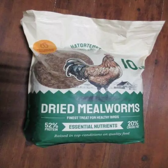 Hatortempt Dried Mealworms 10 lbs Premium Organic Non-GMO for Chickens Feed