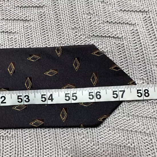 Hugo Boss brown geometric diamond Italian silk tie