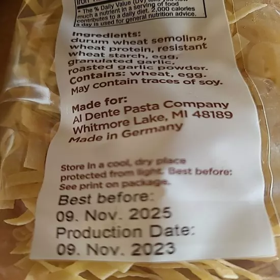 3 Bags Al Dente Pasta Carba-Nada Roasted Garlic Fettucine 10 oz Low Carb Noodles