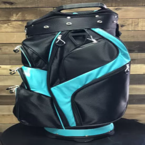 DEMO Majek Premium Ladies Black Teal Golf Bag 14-way Top 5013-LJKR