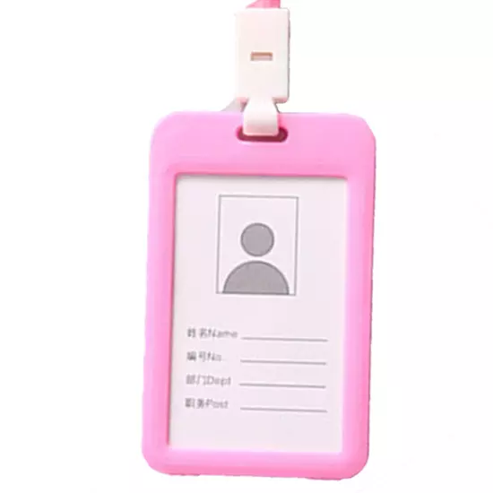 Double-Sided Plastic ID Card Holder Work Badge Wallet Neck Strap Lanyard❥