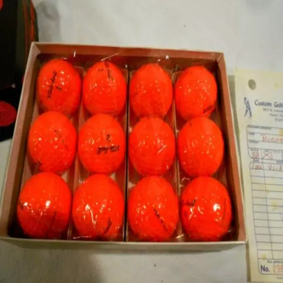 Vintage 1-Dozen Visa-Balls Fluorescent Orange Golf Balls Original Box 1970's NOS