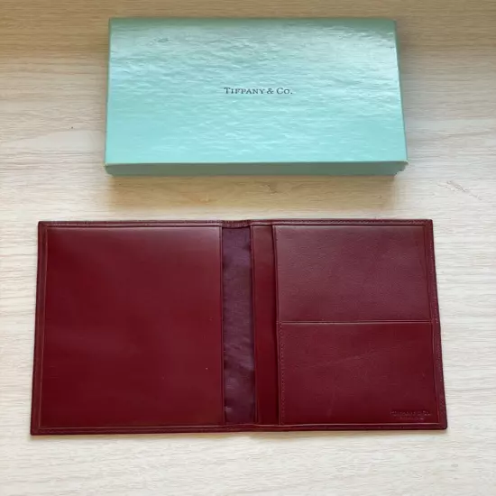 Tiffany & Co France Passport Holder Burgundy Leather Brand New w/ Box and Tissue