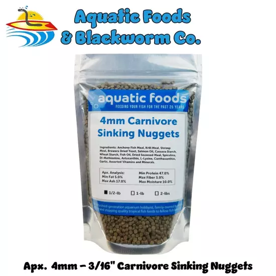 4mm- 3/16" Carnivore Sinking Nuggets for Oscars, Discus, Angelfish & More. WL