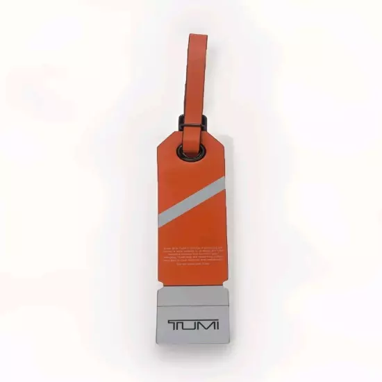 New TUMI NYC * 1975 * 8" Orange & White Leather Luggage/Backpack Hangtag *