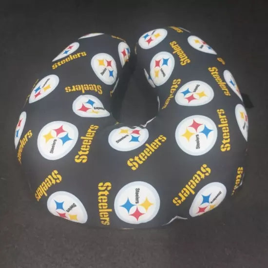 NFL Pittsburgh Steelers Neck Travel Pillow With Logo Removable Washable Cover 