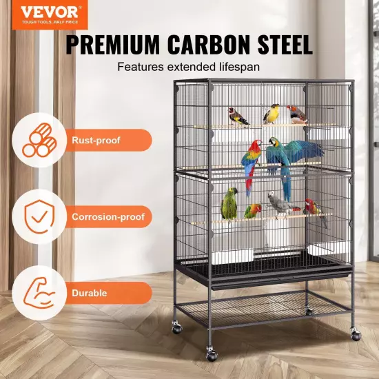 VEVOR 52 inch Standing Large Bird Cage, Wrought Iron Flight Bird Cage for Parake