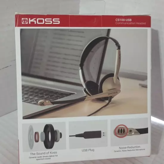 KOSS-HEADPHONES CS100 USB COMM HEADSET W/ MIC USB 8FT VOL