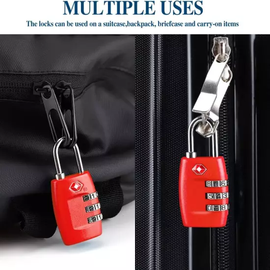 TSA Luggage Locks (4Pack) - 3 Digit Combination Padlocks - Approved Travel Lock 