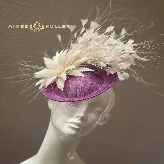 Kentucky Derby Fascinator Purple Cream White Royal Ascot Hat Cocktail Hat