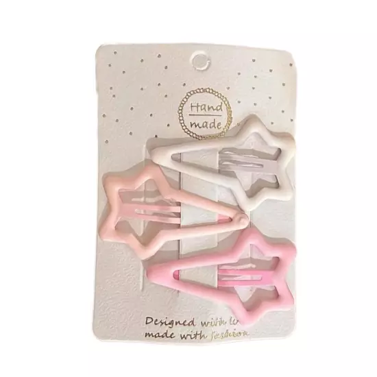 3Pcs/Set Pink White Series Hair Clips Pentagram Pin Barrettes Cute Sweet I5M7 ∫н