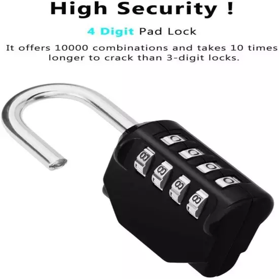 Combination Lock, 2 Four-Digit Outdoor Combination Padlock for Gym, School, Gate