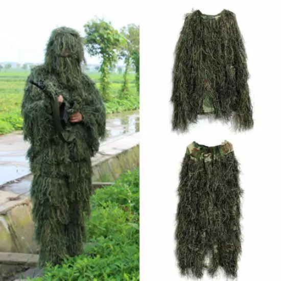 Tactical 3D Desert Outdoor Camouflage Yowie Army Hunting Sniper Ghillie Suit SET