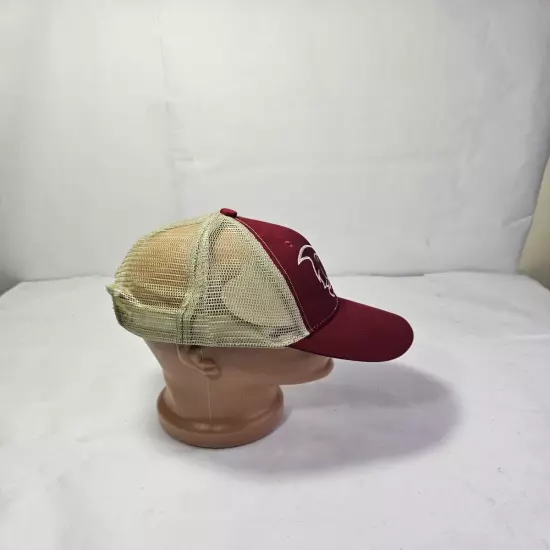 Maine Mammoths Maroon Tan Snapback Trucker Mesh Back Baseball NAL Hat