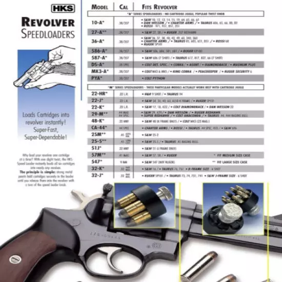 (2 PACK) HKS Revolver Speedloaders 22 32 327 357 38 41 44 45 Cal., FREE SHIPPING