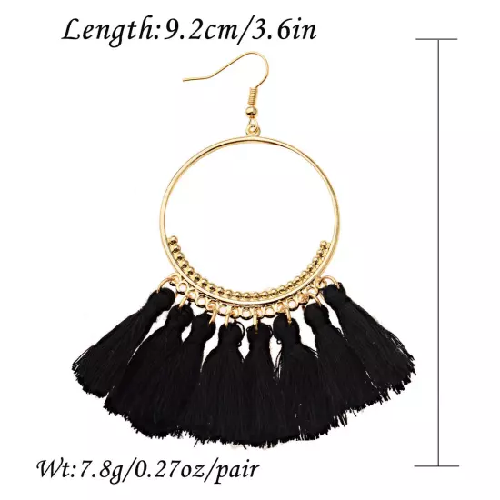 Fashion Women Bohemian Earrings Long Tassel Fringe Drop Dangle Ear Stud Jewelry