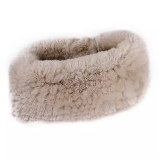 Women's Winter Cold Weather Headband Rex Rabbit Fur Elastic Headwarmer Hairband