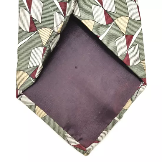 CONTE Di MILANO Colorful Silk Geometric Pattern on Olive Business Necktie