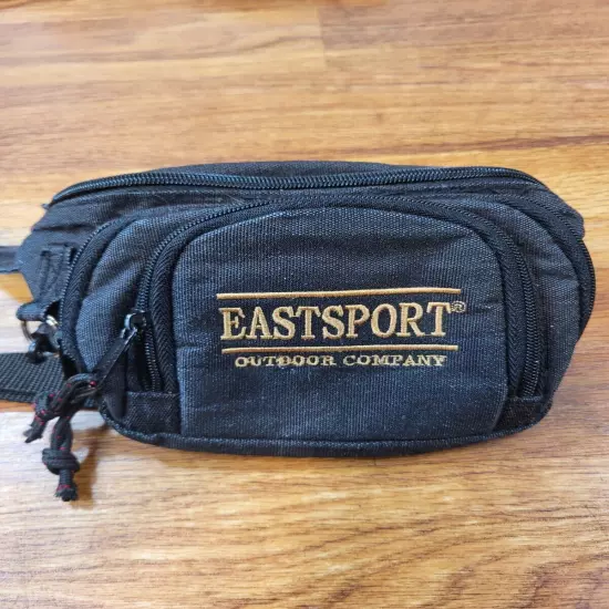 Vintage 90’s Eastsport Fanny Pack Waist Black 3 Zipper Pocket Adjustable Strap