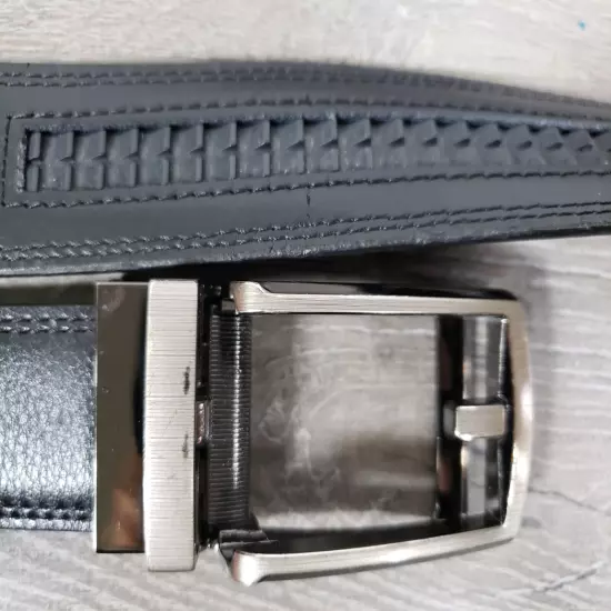 COMFORT CLICK Black Leather Belt Mens Size 28 - 38 ADJUSTABLE