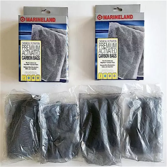 MarineLand Premium Activated Carbon Bags Chemical Filtration in Aquariums 4count