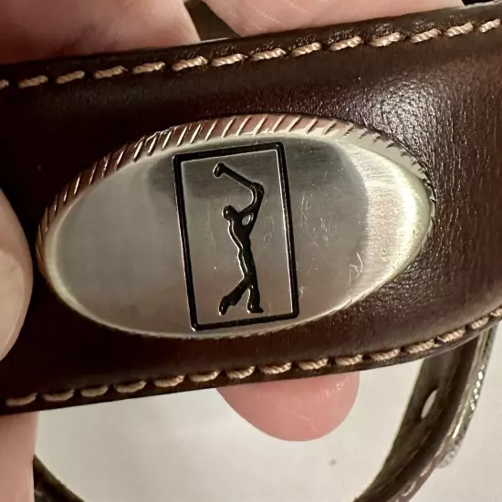 PGA Tour Brown Belt Size 44 Silver Accents