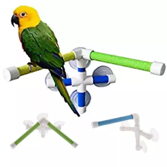 Parrot Holder for Birds, Perch, Shower Toy with Suction Cup, Random Color for