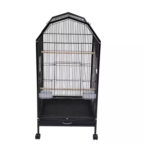 Black Bird Cage Large Play Top Parrot Finch Cage Cockatiel Cockatoo Play Top