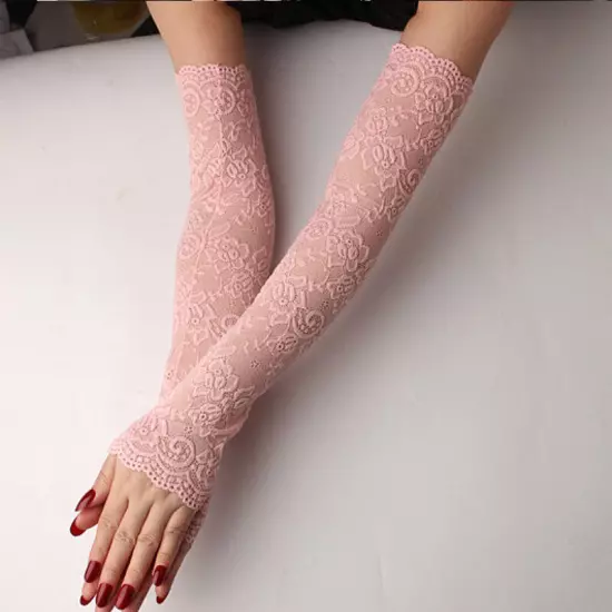 Long Fingerless Women Sexy Lace Gloves Ladies Fishnet Sunscreen Mesh USA