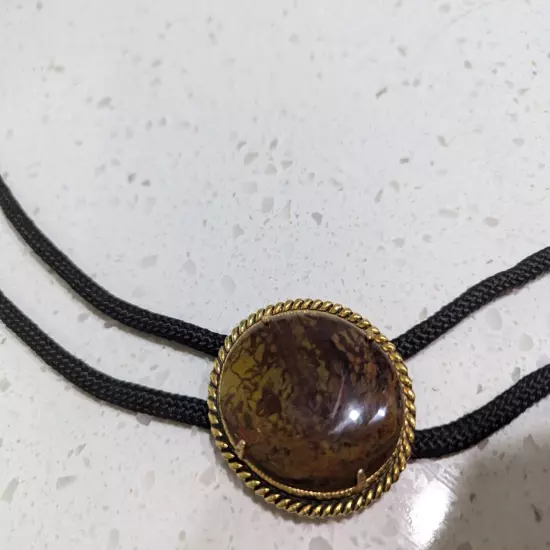 Tiger's Eye Stone Mens Bolo Tie Cowboy Vintage 