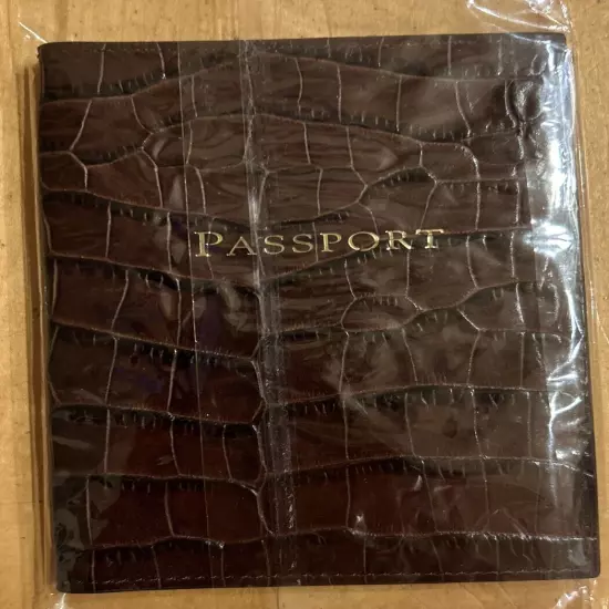 100% Leather Crocodile Embossed Passeport Wallet NWOT