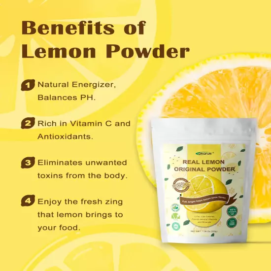 Original Lemon Powder Made with Real Lemons, Freeze Dried Juice Powder, Strong F