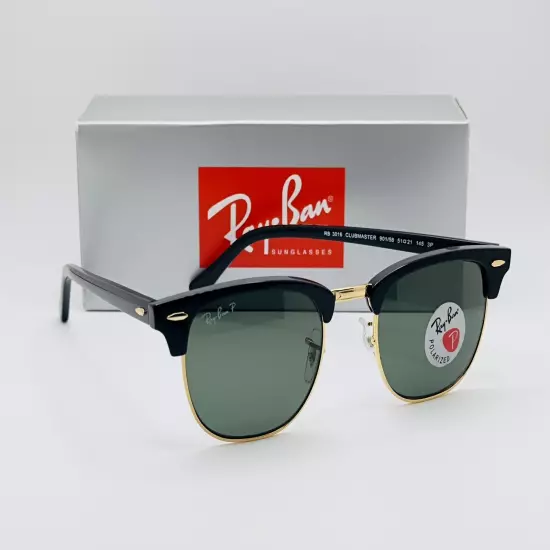 Ray-Ban Clubmaster 51mm Classic Unisex Sunglasses - Polarized Green Lens RB3016