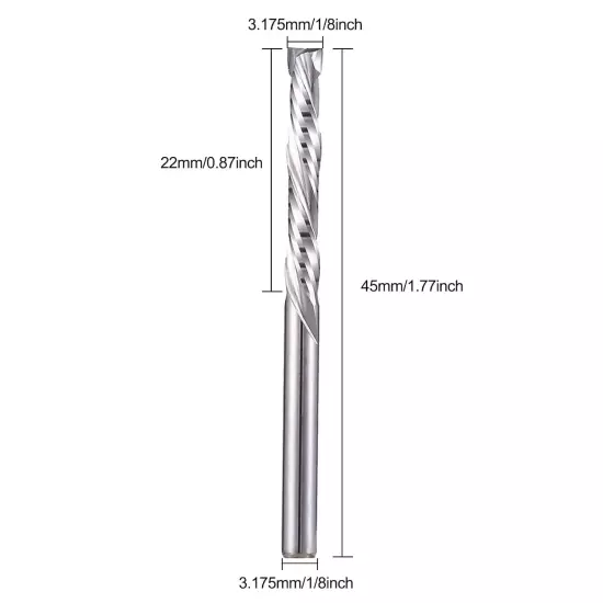 Carbide End Mills Up & Down Cut 1/8 Inch Shank, (3.175x22mm) "5 Pieces"