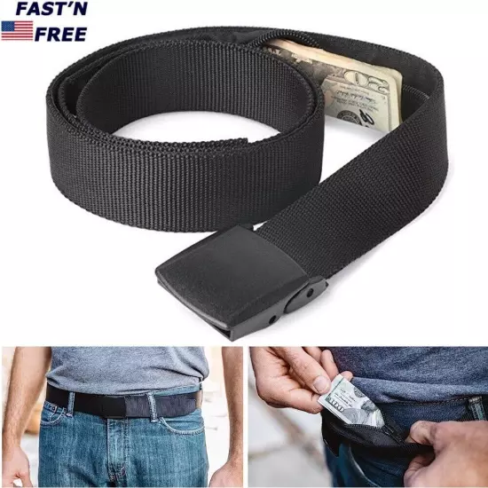 2PCS Travel Safety Belt Hidden Wallet Belt Cash Box Secure Anti-theft Pocket USA