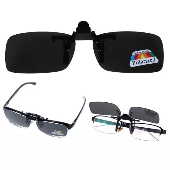 Clip-on Polarized Day Night Vision Flip-up Lens Driving Glasses Sunglasses Y;vm