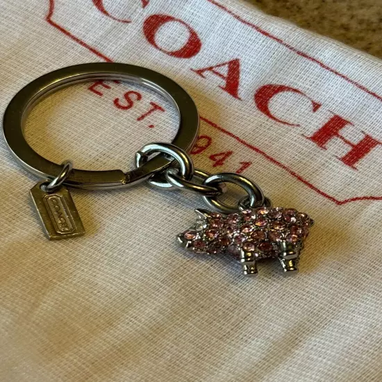 Coach Pink Pig Pave Swarovski Crystal Key Chain