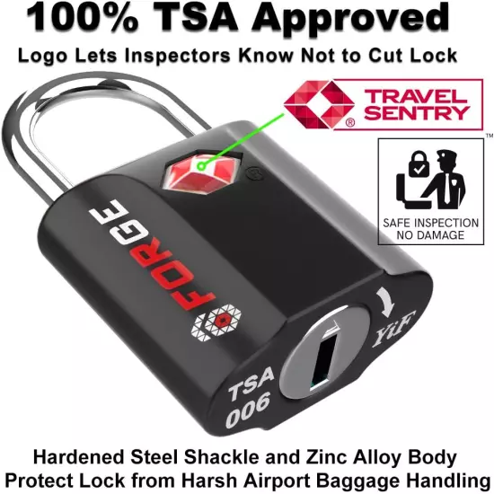 TSA Approved Luggage Locks, Ultra-Secure Dimple Key Travel Locks with Zinc Alloy