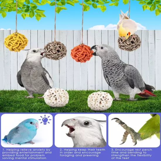 6PCS Small Parrot Chew Toys, Sola Balls Parrot Chewing Foraging Toys Colorful...