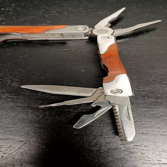 Vintage Multi Function Multi Purpose Folding Tool Pliers, Light + More & Case