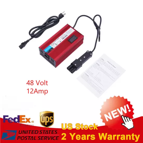 48 Volt 12Amp Golf Cart Charger 700W For G19-G22-"Barrel" 2 Pin Style Plug New