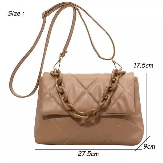 PU Leather Crossbody Bags Women Thread Flap Bag Chain Shoulder Handbags