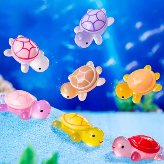 Cartoon Resin Luminous Turtle Ornament Cartoon Aquarium Fish Tank Miniature D Sn